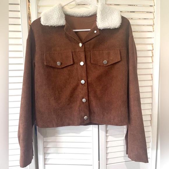 SHEIN Jackets & Blazers - SHEIN Borg collar drop shoulder jacket